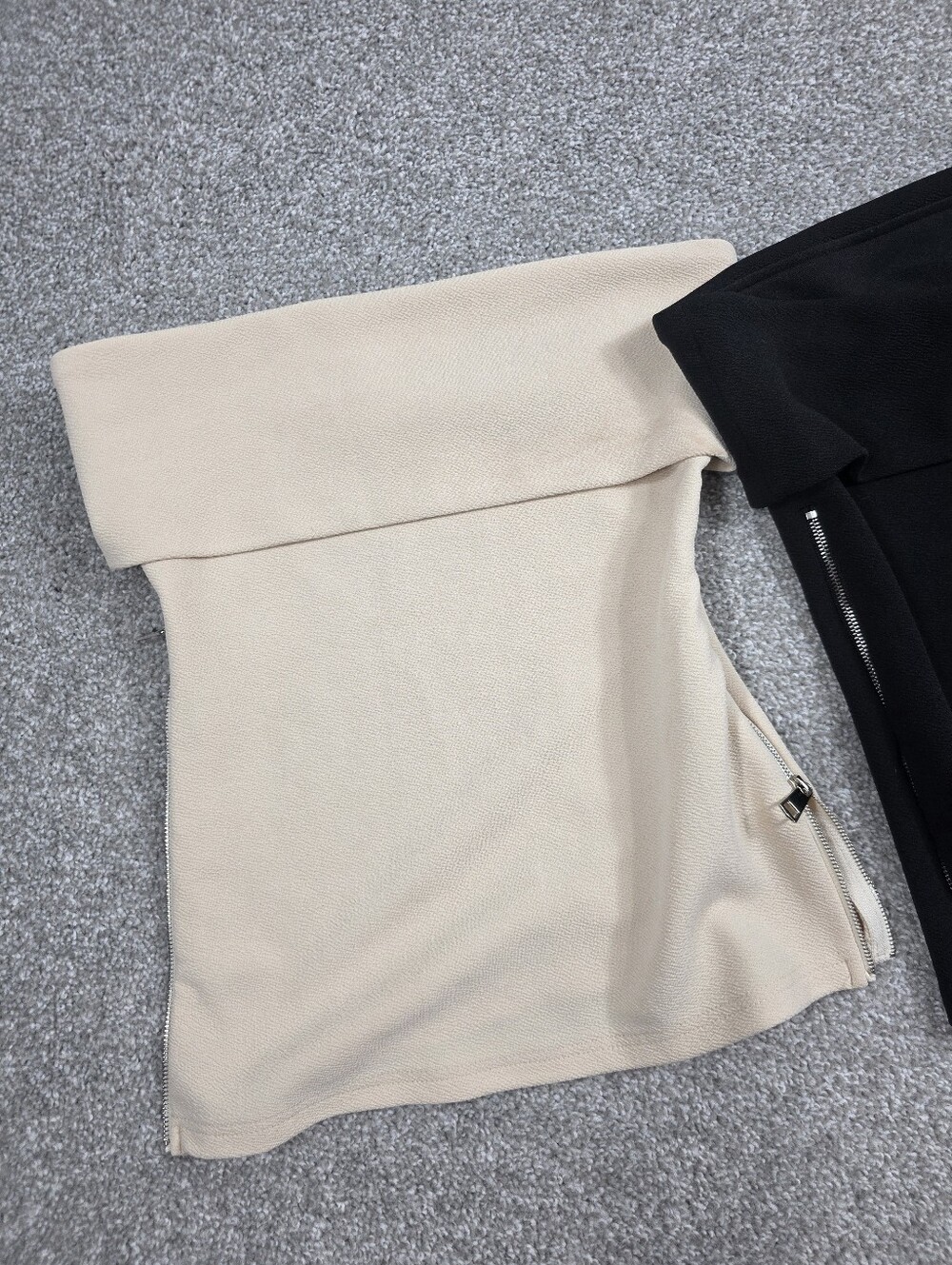 LOT OF 2 Commense S Strapless Foldover Tube Tops Black Cream Side Zip NWOT Sexy - Picture 6 of 11